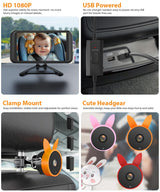 Babyvue USB Baby Car Camera Plug-Play, 4.5" 1080P Easy Setup Backseat Camera with Flexible 360 Rotation, Clear Picture Rear Facing Car Seat Baby Monitor
