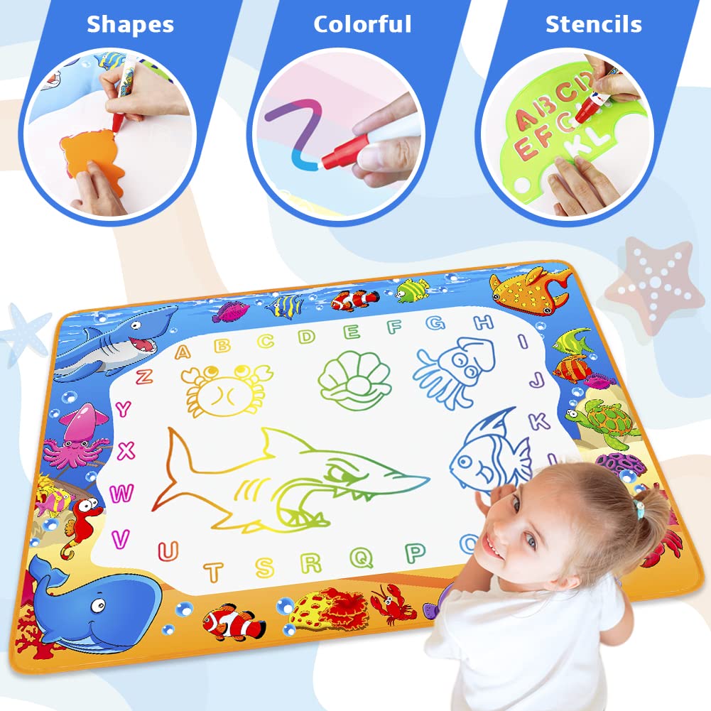 Water Doodle Mat - Kids Color Painting Toy, Gift Set for Toddlers 2-7