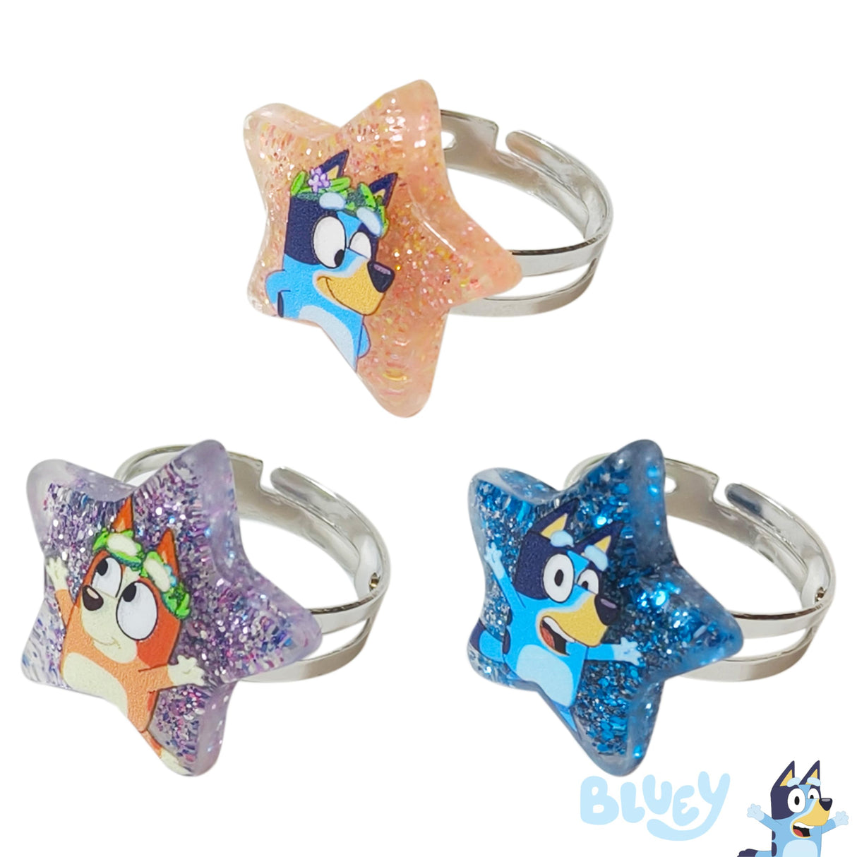 LUV HER Bluey Girl's Jewelry Set - Dress up 9 Piece Toy Jewelry Box Set with Bead Necklace, Bracelet and Ring - Play Accessories - Ages 3+
