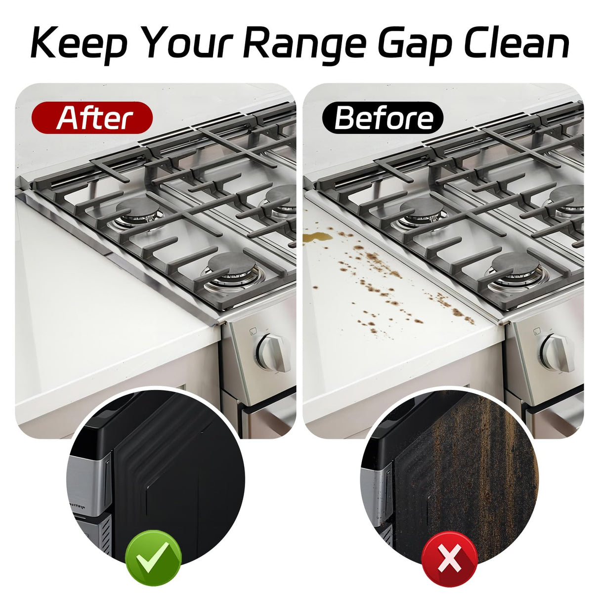 Stainless Steel Stove Counter Gap Cover (2 Pack), Oven Gap Filler, Stove Gap Filler for Kitchen, Range Trim Kit, Easy Clean with Heat Resistant, Adjustable Length 13.8” to 27.6” 1