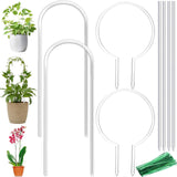 8 Pack Clear Acrylic Plant Trellis for Potted Plants Indoor Outdoor - Thickened U-Shaped & Round Small Trellis for Climbing Plants - Plant Support Stakes for Houseplant Flower Hoya Pothos Vine Ivy