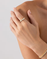PAVOI 14K Yellow Gold Plated Heart Ring for Women - Heart-Shaped Cubic Zirconia Eternity Rings for Women - Stackable Wedding Band for Brides - Cute Valentines Day Love Promise Jewelry Gifts - Size 9