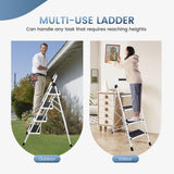 OLIXIS Step Ladder, 4 Sturdy Step Stool with Anti-Slip Pedal & Handrail