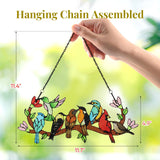 Huray Rayho Stained Glass Sun Catcher Birds On Branch for Indoor Window Hanging, Hand-Painted and Double Side with Gift Packaging, Hummingbird Gifts for Bird Lovers Mom Grandma, Bird Decor Ornament