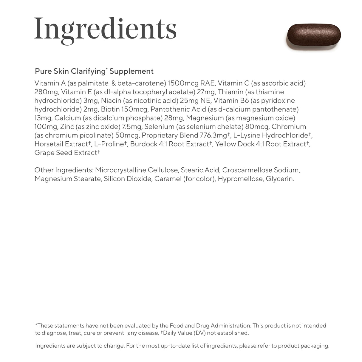 Murad Pure Skin Acne Supplements – 60 Tablets – Clear Skin Support with Blend of Vitamin A & B6, Zinc, Amino Acids, & Burdock Root – Promotes Healthy Skin, Oil Balance, Gut Health & Stress Relief