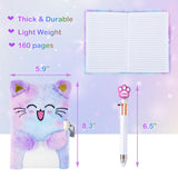 PJDRLLC Cat Diary with Lock, Gift for 6 7 8 Year Old Girl