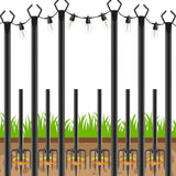 AHRLHR 6 Pack String Light Poles, Outdoor String Light Pole 10 ft Forked Metal Light Pole with Adjustable Outdoor Light Stand, Deck, Backyard, Garden, Wedding, Rustproof and Sturdy with Hooks.