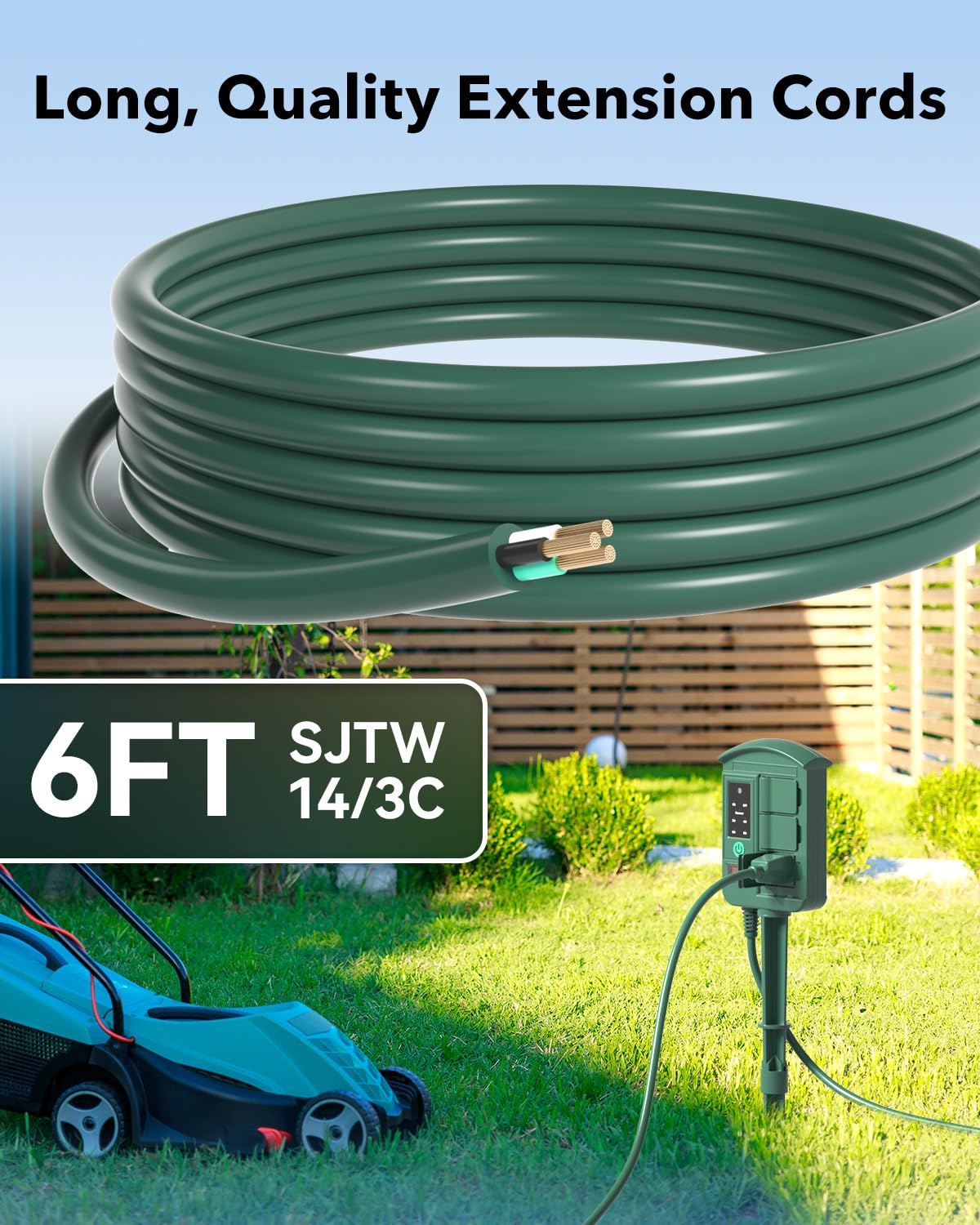 BN-LINK Heavy Duty Outdoor Stake Timer, 6 Outlets, Weatherproof, Perfect for Outdoor Lights, Sprinklers, Christmas Lights (with Remote-Photocell)