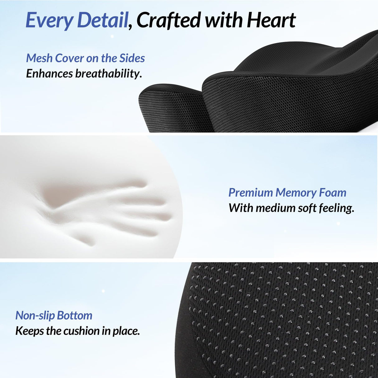 ZIKEE Gel Seat Cushion for Office Chair and Car Seat with Ergonomic Zoning, Memory Foam Chair Cushion for Sciatica, Lower Back, Tailbone Pain Relief and Intimate Ventilation, Non-Slip & Airy Cover