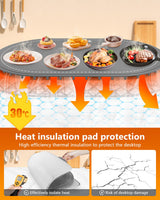 Warming Mat for Food with Heat-Resistant Pad(24"x15"),Electric Heating Pad for Food,Roll Up Silicone Warmer Mat for Party Buffet,Christmas House Warming Gift for Home Hosting Daily Use(Gray)