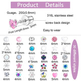 30 Pairs G23 Hypoallergenic Screw Back Earrings for Women Stainless Steel Small Stud Earrings 20G Tiny Cartilage Stud Earrings Screw Back Stud Earring Piercing Jewelry