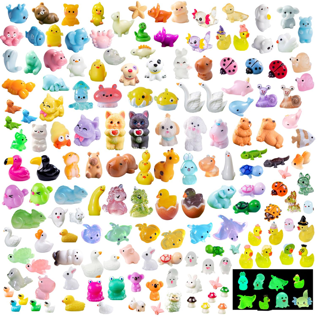 U-Zimikee 200 Pcs Mini Resin Animals - Miniature Animal Figurines Mini Animals to Hide Little Tiny Animal Figures Bulk for Fairy Garden Micro Landscape Decor Dollhouse Crafts Accessories