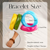 MEDOJO 6 Pcs Colorful Square Acrylic Resin Bangle Bracelet Wide Geometric Irregular Geometric Wristbands Cuff Bangle Bracelet for Women