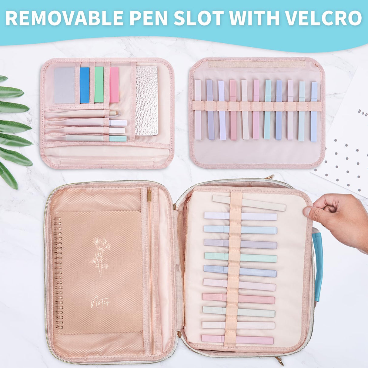 KOPKOFT Bible Cover Case for Women, Large Chenille Letter Leather Bible Case with Bible Study Accessories, Bible Study Supplies Bible Journaling Kit, Christmas Christian Gift for Women Girls (Blue)