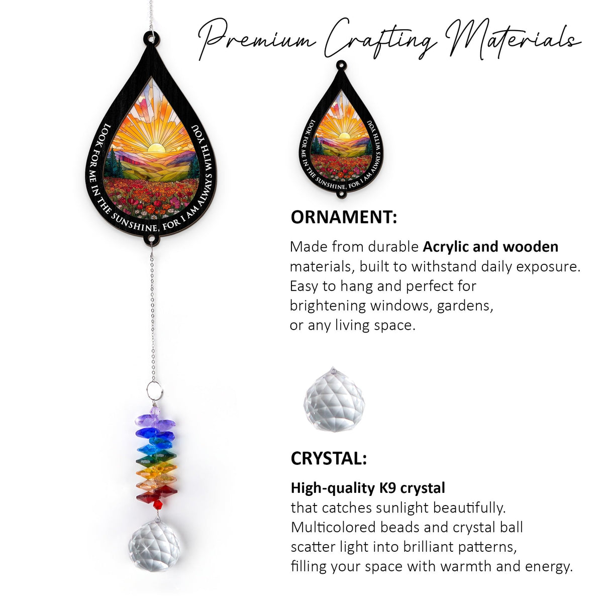 GIFTELIX Suncatcher Look for Me in The Sunshine - Sympathy Gift for Loss of Loved One - Grief Gifts - Heaven Funeral Keepsake - Gift for Women Daughter Friend Sister