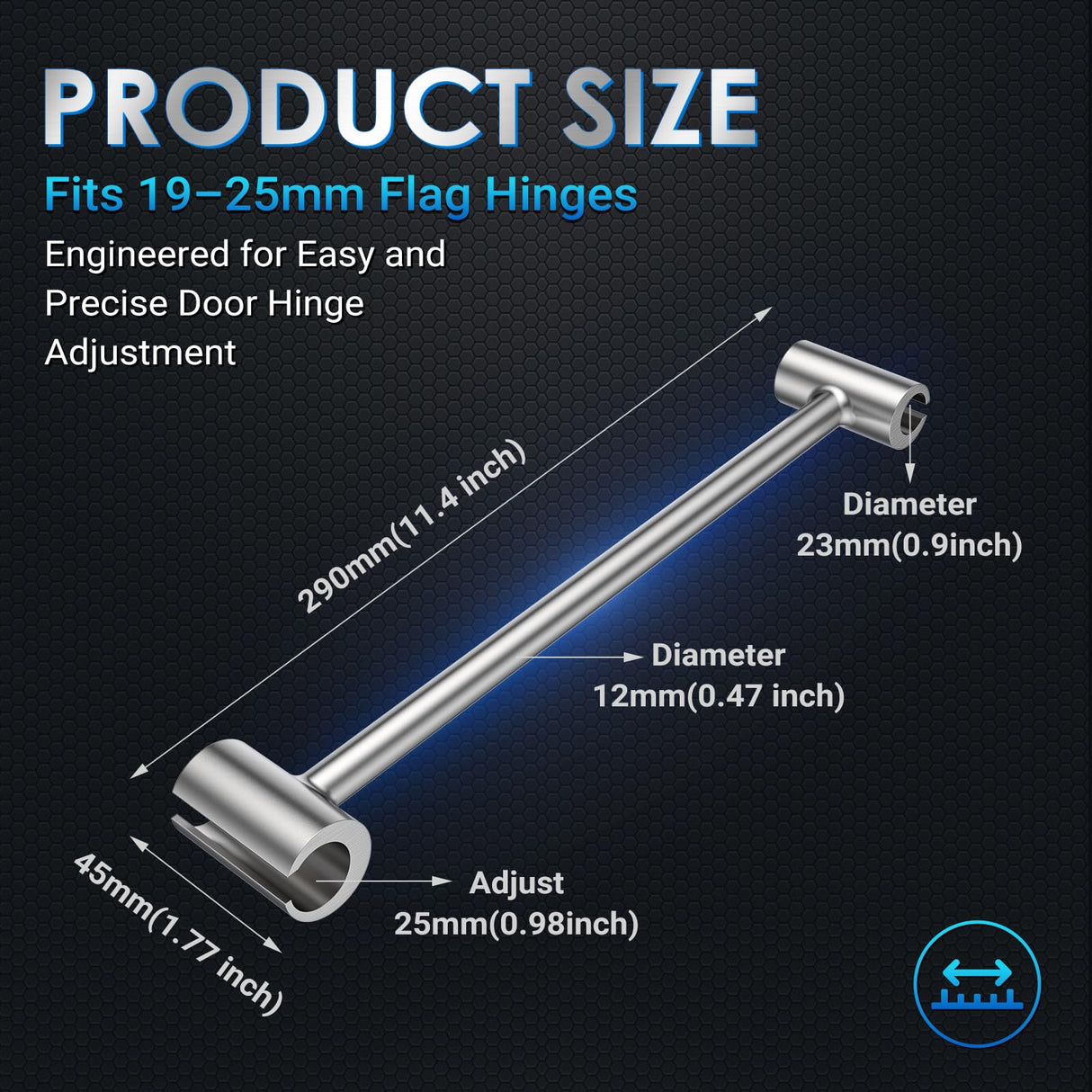 Magic Phoenix Hinges Gap Adjusting Wrench, Door Hinge Repair Tool, Upgraded Steel Double-ended Door Hinge Repair Wrench, Heavy-duty Door Hinge Adjustment Tool for Standard Round Bolts (0.748-0.99in)