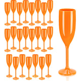 XUWAIDSGN Acrylic Champagne Flutes Toasting Glasses Unbreakable Mimosa Bar Reusable Wine Glasses Vintage Champagne Flutes Stemmed Drinking Cups 5.4 OZ for Christmas Birthday (24, Orange)