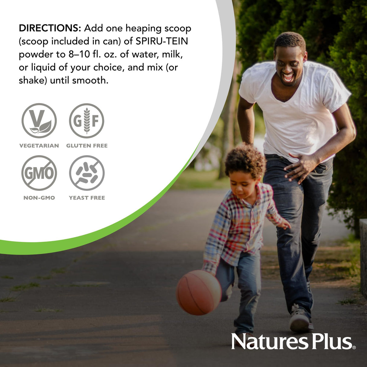 NaturesPlus Spiru-Tein, Chocolate - 2.1 lb - Protein Complex with Spirulina - 14 g of Plant-Based Protein Per Serving - Non-GMO, Vegetarian - 34 Servings