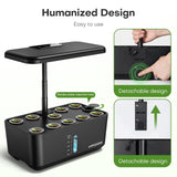 Ahopegarden Indoor Garden Hydroponics Growing System: 10 Pods Kit with LED