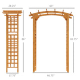 Outsunny 90in Wood Garden Arbor Arch with Trellis Wall Decor for Party