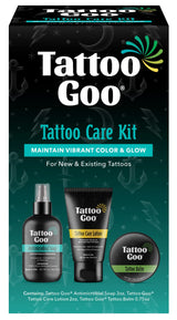 Tattoo Goo Aftercare Kit Includes Antimicrobial Soap, Balm, and Lotion, Tattoo Care for Color Enhancement + Quick Healing - Vegan, Cruelty-Free, Petroleum-Free, Tattoo Artist Gifts (3 Piece Set)