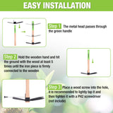 WORKPRO Hoe and Cultivator Garden Rake with 14" Wooden Handle
