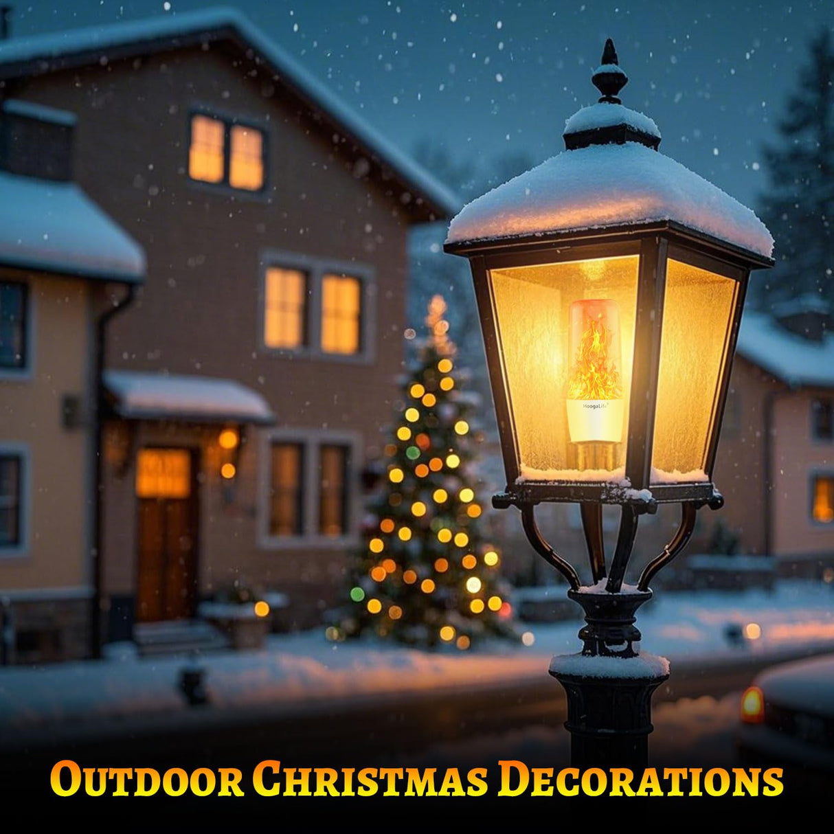 HoogaLife Flame Light Bulbs, Warm Flickering Light Bulbs Effect of Real Fire, E26 Led Flame Light Bulb for Christmas, Halloween, Party Patio Porch Home Holiday Indoor & Outdoor Decorations-2 Pack