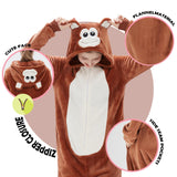 SWEETXIN Adult Unisex Brown Monkey Onesie Pajamas Halloween Christmas Cosplay Costume Suit for Women and Men (Small, Monkey)