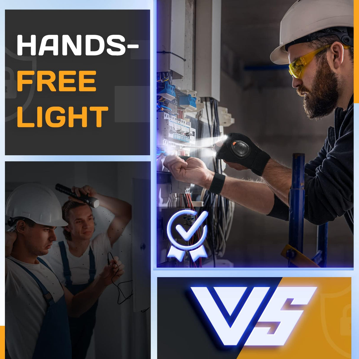 PARIGO Flashlight Gloves for Men Rechargeable (1 Pair) Stocking Stuffers for Men Dad Him Husband Teen Boys, Christmas Birthday Gifts Cool Gadgets Led Gloves for Fishing Camping Repairing