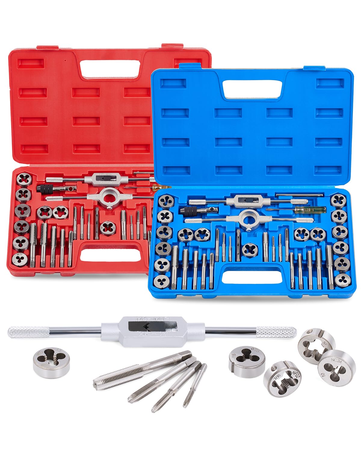 Orion Motor Tech 80pc Tap and Die Set in SAE and Metric Sizes, Metric and Standard Tap Set and Die Tool Set for Internal and External Threading