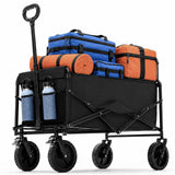 DUMOS Collapsible Wagon Cart, 330lbs Capacity, Black