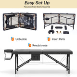 KCC Memory Foam Massage Table Premium Portable Foldable Massage Bed Height Adjustable, 84 Inches Long 28 Inchs Wide Home Salon Spa Bed Tattoo Table with Accessories &Carrying Case, Easy Set Up