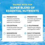 Daily Nouri StayWell Digestive & Immunity Drink Mix | Probiotics, Prebiotics, Colostrum, L-Glutamine, Magnesium, Manganese, Zinc, Vitamins for Gut Health, Digestion & Immune Support | 30 Stick Packs