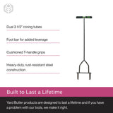 Yard Butler Manual Lawn Coring Aerator, ID-6C - Lawn Care Tool for Aerating - Long-Handled - Power-Coated Steel Construction - Comfortable Cushioned Handles Garden Tool - Easy to Use