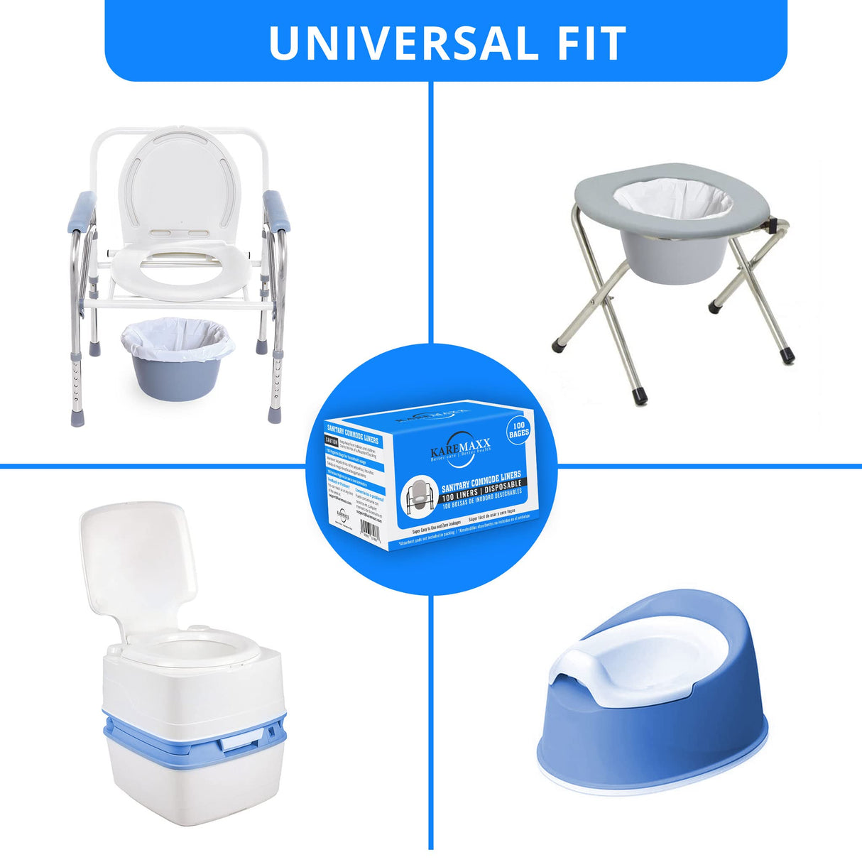 100 Bedside Commode Liners Bags for Commode Toilet - Leak Proof & Odorless Potty Liners for Portable Potty Chair Liners - Potty Bags for Portable Toilet Bags - Bedside Toilet Liners Disposable Adult