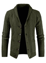 JMIERR Cardigan Sweaters for Men Fall Fashion 2025 Casual Long Sleeve Shawl Collar Button-Down Wool Blend Cable Knit Essentials Fisherman Christmas Sweater with Pockets,L,Green