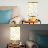 EZIYIN Desk Lamp LED Bulb Included, Small Bedside Table Lamp Plug-in - Classic Wood Base with Flaxen Fabric Shade, Lamps for Night Stands, Simple Nightstand Light for Bedroom, Office, Desk