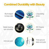 LimeHill Wind Spinner for Yard and Garden - Large Metal Windspinners for Outdoor Decorations (Blue Lotus (24 X 84 Inches))