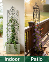 ARIFARO 78 inch Metal Garden Trellis for Climbing Plants, Pack of 2, Indoor/Outdoor Sturdy Decorative Plant Trellises for Potted Plants, House Plants, Climbing Vines, Floral Pattern