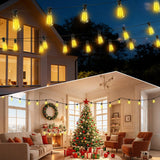 FUANXIEI Outdoor Solar String Lights Waterproof: ST38 50ft Shatterproof Patio Lights - Solar Powered & USB Dual Charging - 3 Modes Button Control - Garden Backyard Gazebo Porch Party Decor