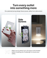 Single - SnapPower GuideLight [For Duplex Outlets] - Replaces Plug-In Night Light - Electrical Receptacle Wall Plate With LED Night Lights - Auto On/Off Sensor - (Duplex, White)