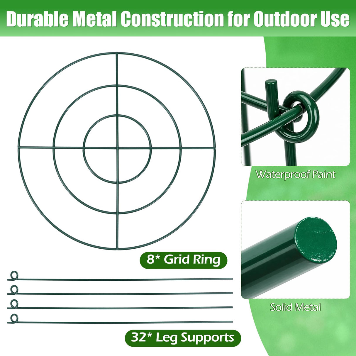 8 Pack Peony Cages and Supports, 11.5 x 20 Inch Plant Support Cage Set