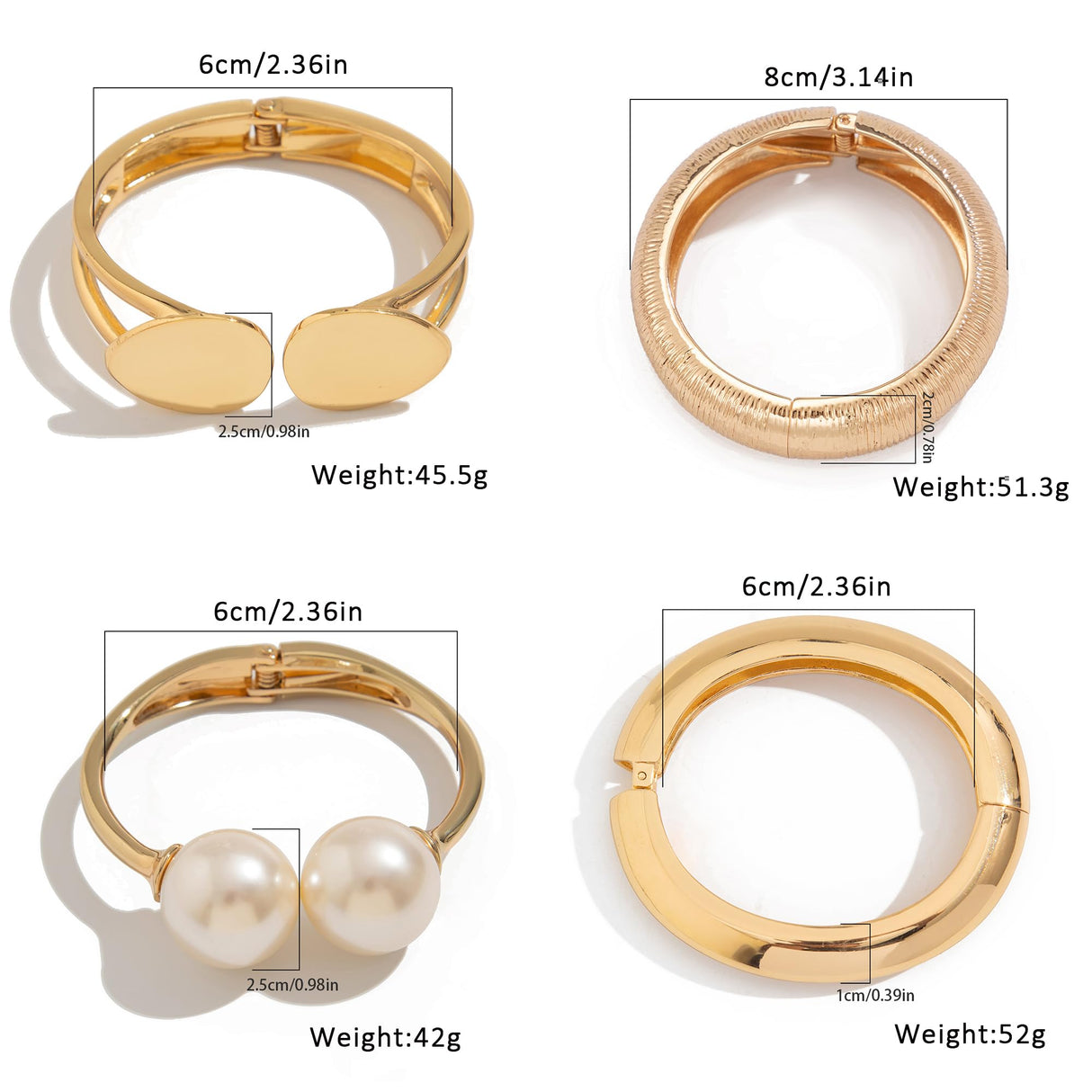 EZSONA Boho Gold-Tone Cuff Bangle Bracelet Set for Women - Chunky Waterdrop Irregular Wide Stackable Minimalist Jewelry