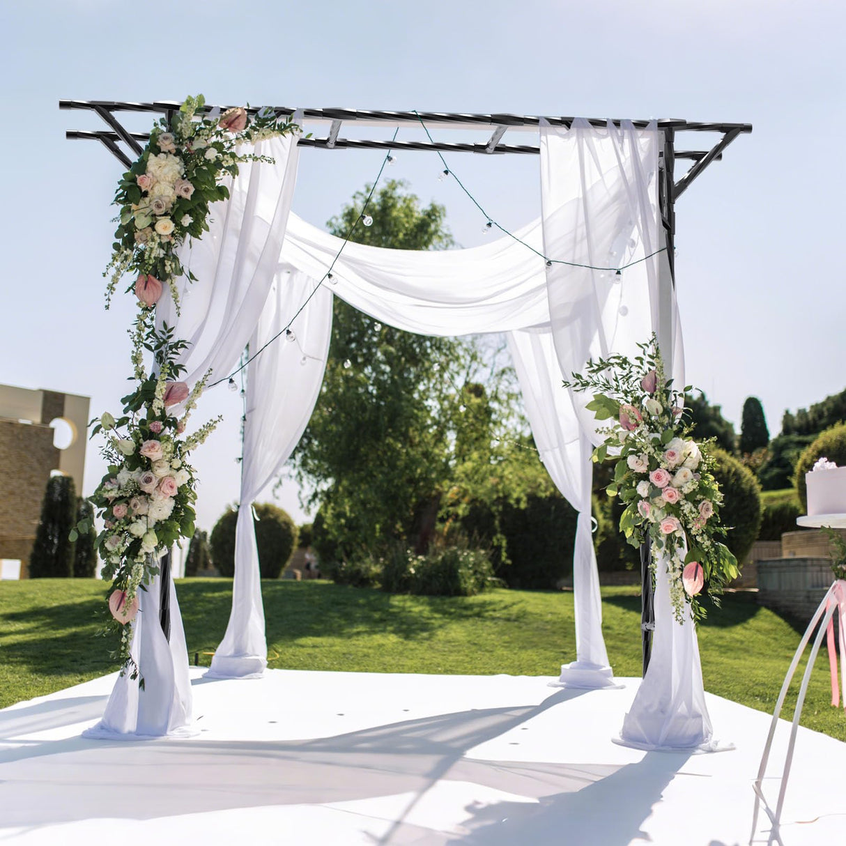 Supersize Flattop Garden Arch for Wedding - 106" L x 106" H Garden Arch Trellis for Climbing Plants Outdoor（Leg spacing 71"）