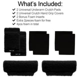 SPRING SEAON Crutches Padding Universal Crutch Pads for Armpits and Hand Grips Pads for Crutches Underarm Crutch Cushions Fluffy Crutch Covers Machine Washable (Black)