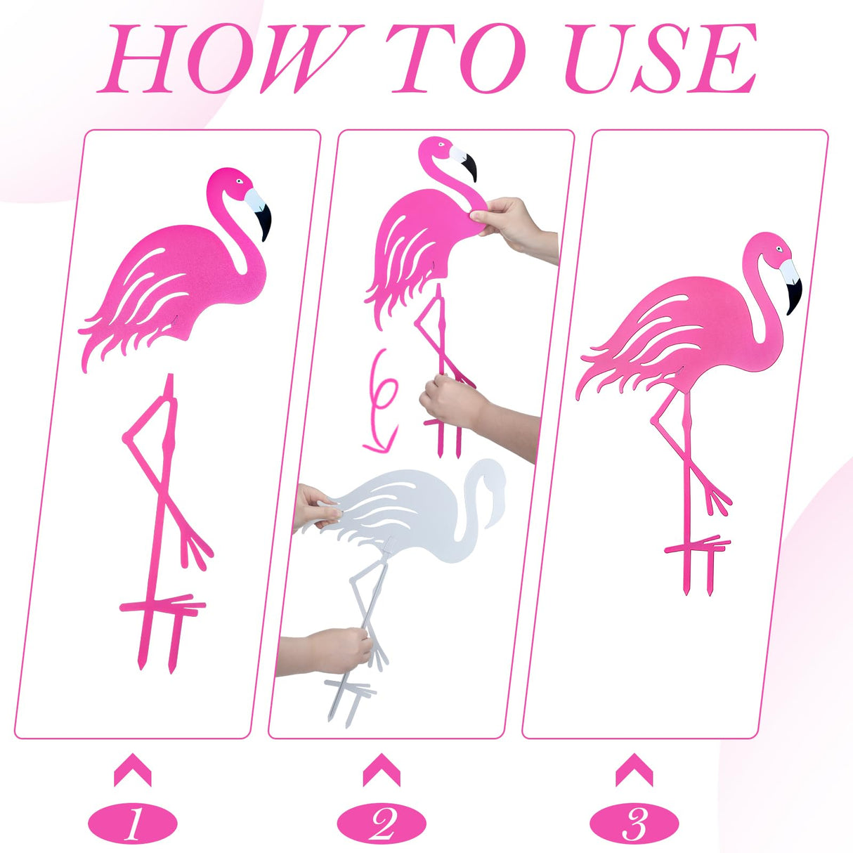 Riakrum 4 Pcs Flamingos Outdoor Yard Decor Pink Metal Flamingos for Yard Garden Large Bird Statue Ornaments for Lawn, Patio Outside Art Decor