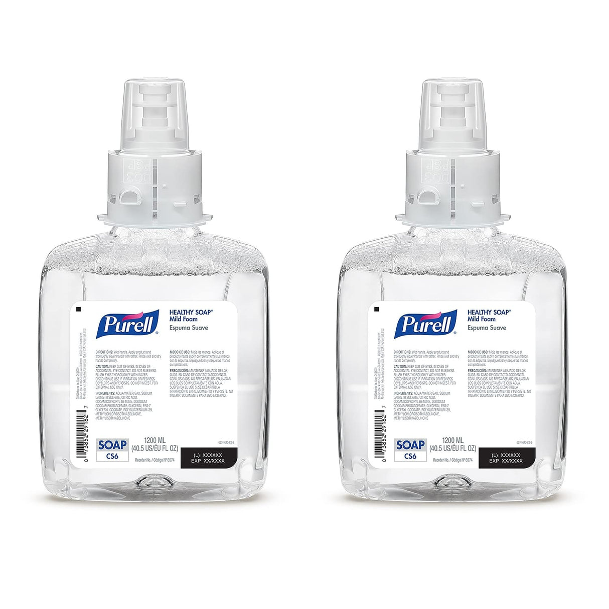 PURELL Brand HEALTHY SOAP Mild Foam, 1200 mL refill for PURELL CS6 Automatic Hand Soap Dispenser 2 count (Pack of 1) - 6574-02 - Manufactured by GOJO, Inc