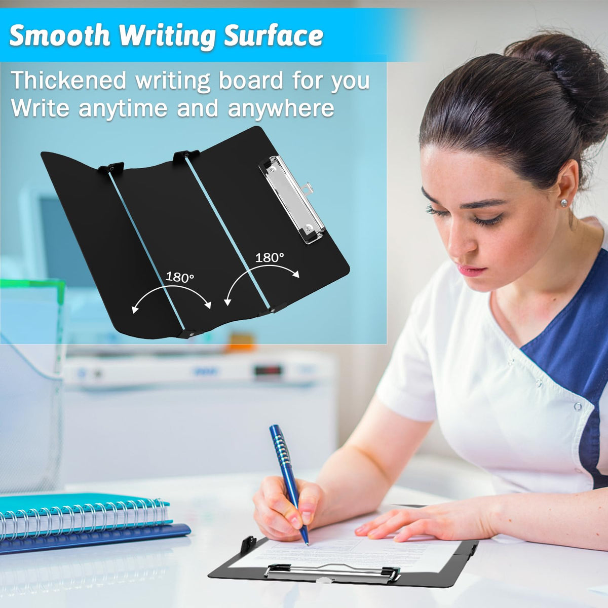 Nursing Clipboard Foldable Clipboard Medical: Edition Cheat Sheets Aluminum 3 Layers Foldable Clipboards Nursing Pocket Size Profile Clip Nurse Clipboards Notepad for Nurses Students and Doctors