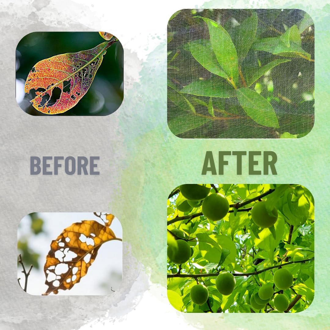5 Pack 10x10ft Fruit Tree Netting with Zipper & Drawstring, Bird Netting for Fruit Trees, Heavy Duty Tree Nets for Fruit Trees, Reusable Mesh Covers to Protect from Birds, Squirrels, Deer & Insects