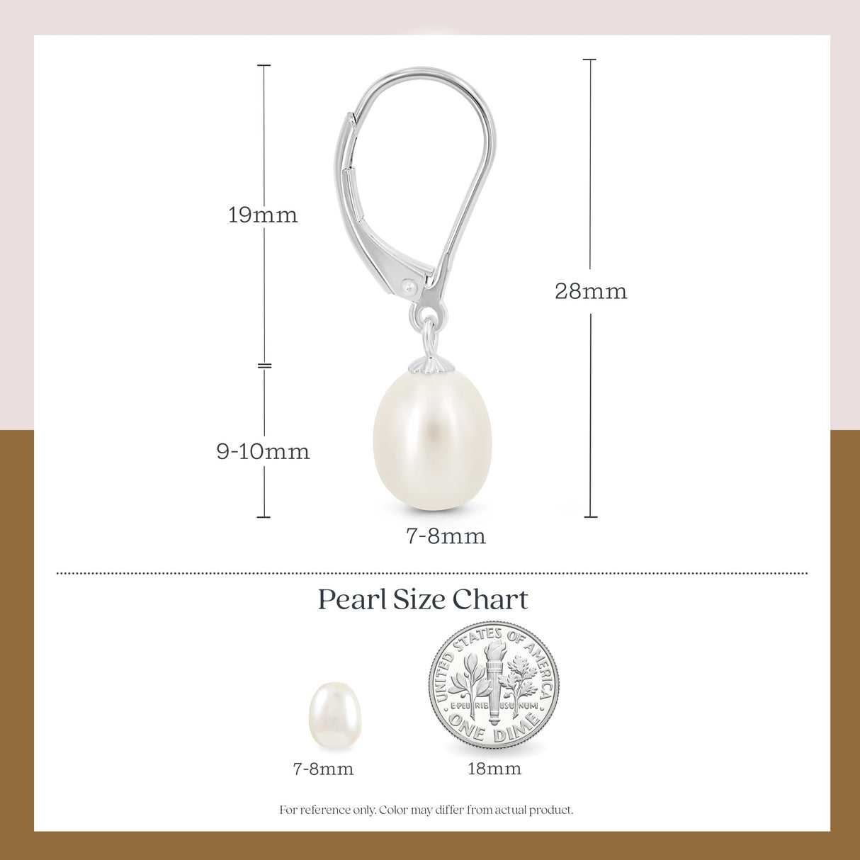 KEZEF Pearl Drop Earrings for Women, White Gold Plated Sterling Silver
